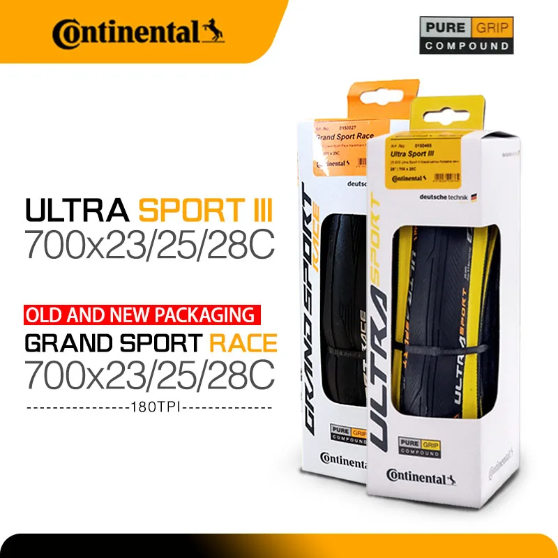 Continental Road Tire 700x25C/28C/23C Ultra Sport III & GRAND Sport  Race Black Yellow Road Bike Clincher Folding Gravel Tire