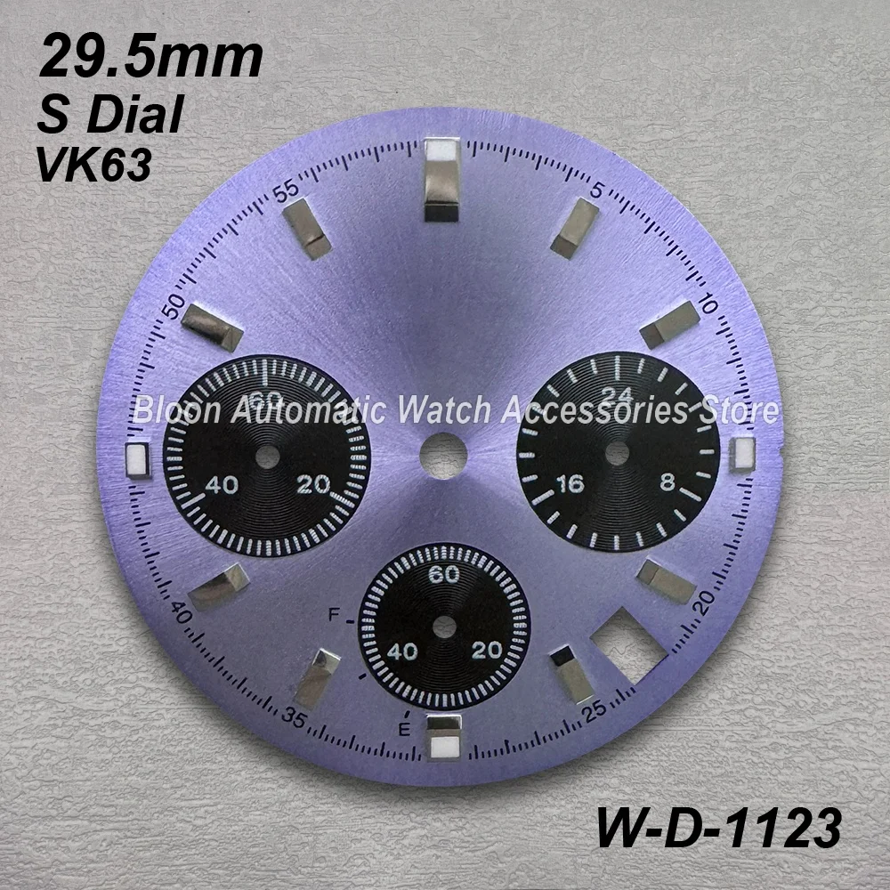 29.5mm S Logo High Quality Panda DTN Dial Fit VK63 Movement Green Luminous Watch Modification Accessories