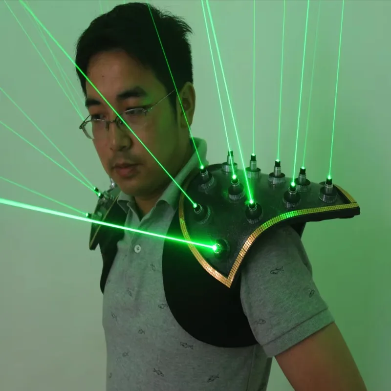 New Arrival Performance Wear Green  Suit LED Vest Luminous Waistcoat 532nm  Gloves Glasses for Shows