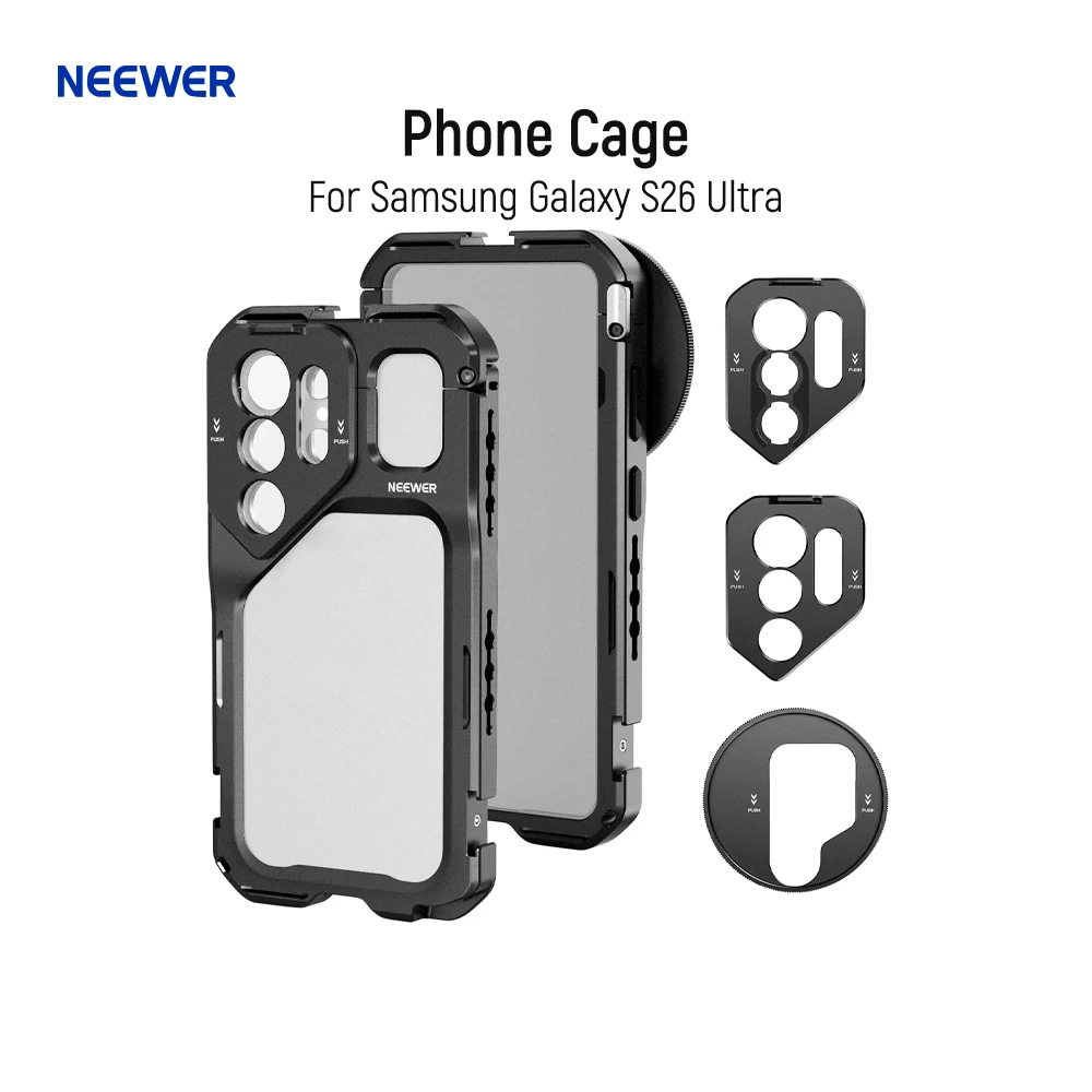 neewer-phone-cage-for-samsung-galaxy-s26-ultra-mobile-video-rig-stabilizer-vlog-kit-with-3x-backplate-for-67mm-filter