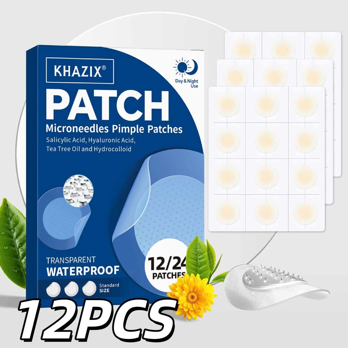 12PCS Microneedle acne patch,invisible patch, mild formula,,which will help with better acne removal（≤0.3mm）