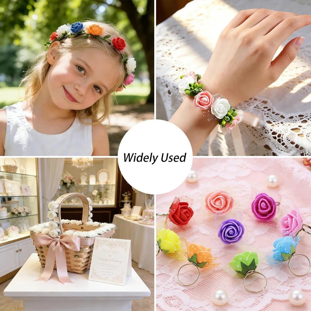 2000/10 Stück Mini Künstliche Rosenblüten Köpfe DIY Valentinstag Rosen Hochzeitssträuße Party Geschenk Süßigkeitenbox Deko – Detail 9
