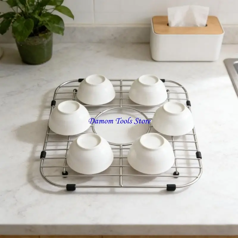 57BE Multifunction Kitchen Sink Grille 304 Steel Rack for Dish Drying & Cooling