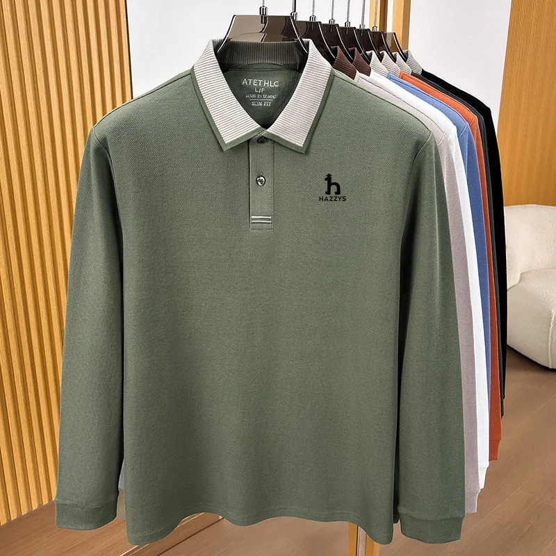 Modisches Herren-Poloshirt mit Print, Herbst, hautfreundlich, wärmend, langärmelig, 100% Baumwolle, vielseitige Herrenbekleidung für den Alltag. – Detail 12