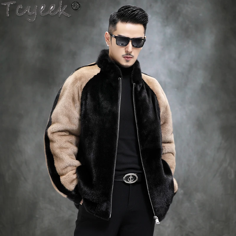 

Tcyeek Men's High Quality Winter Coat Real Mink Fur Coats Men Clothes Fashion Casual Warm Natural Fur Jacket Jaqueta Masculina