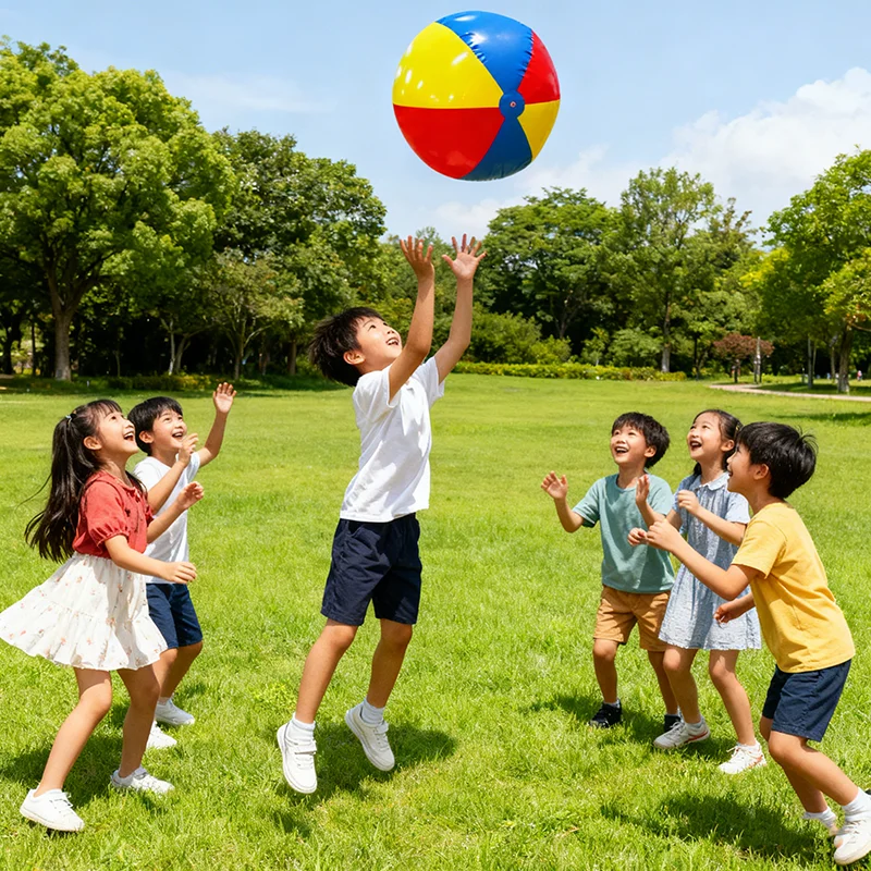 Giant Beach Balls, Large Inflatable Balls Rainbow Color Big Plastic Toys for Kids and Adults, Summer Pool Games, Backyard Fun,