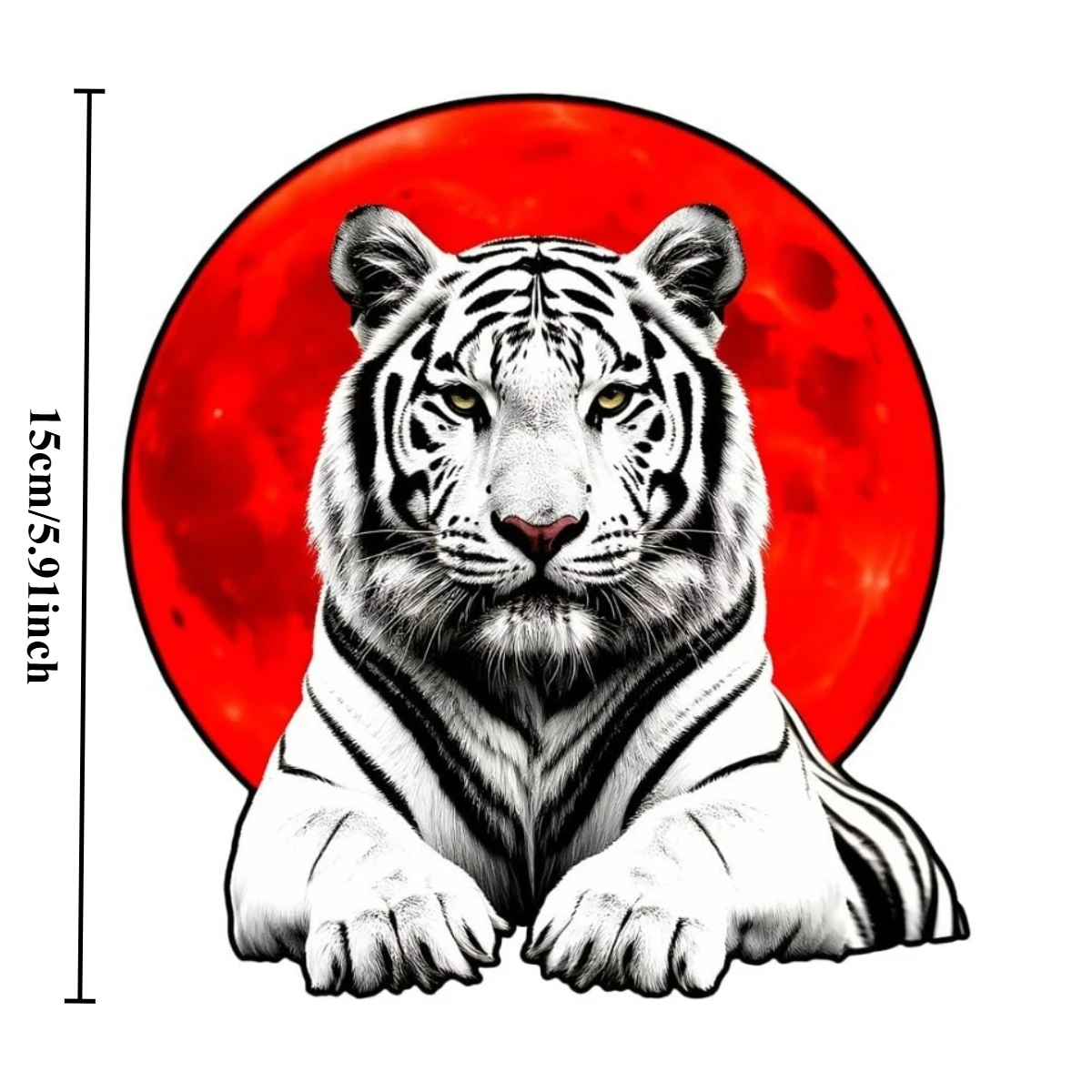 1Pc 2D Flat Red Sun Tiger Vinyl Sticker, Waterproof Decal For Mug Laptop Desk Fridge Smooth Surface Decor, Holiday Gift