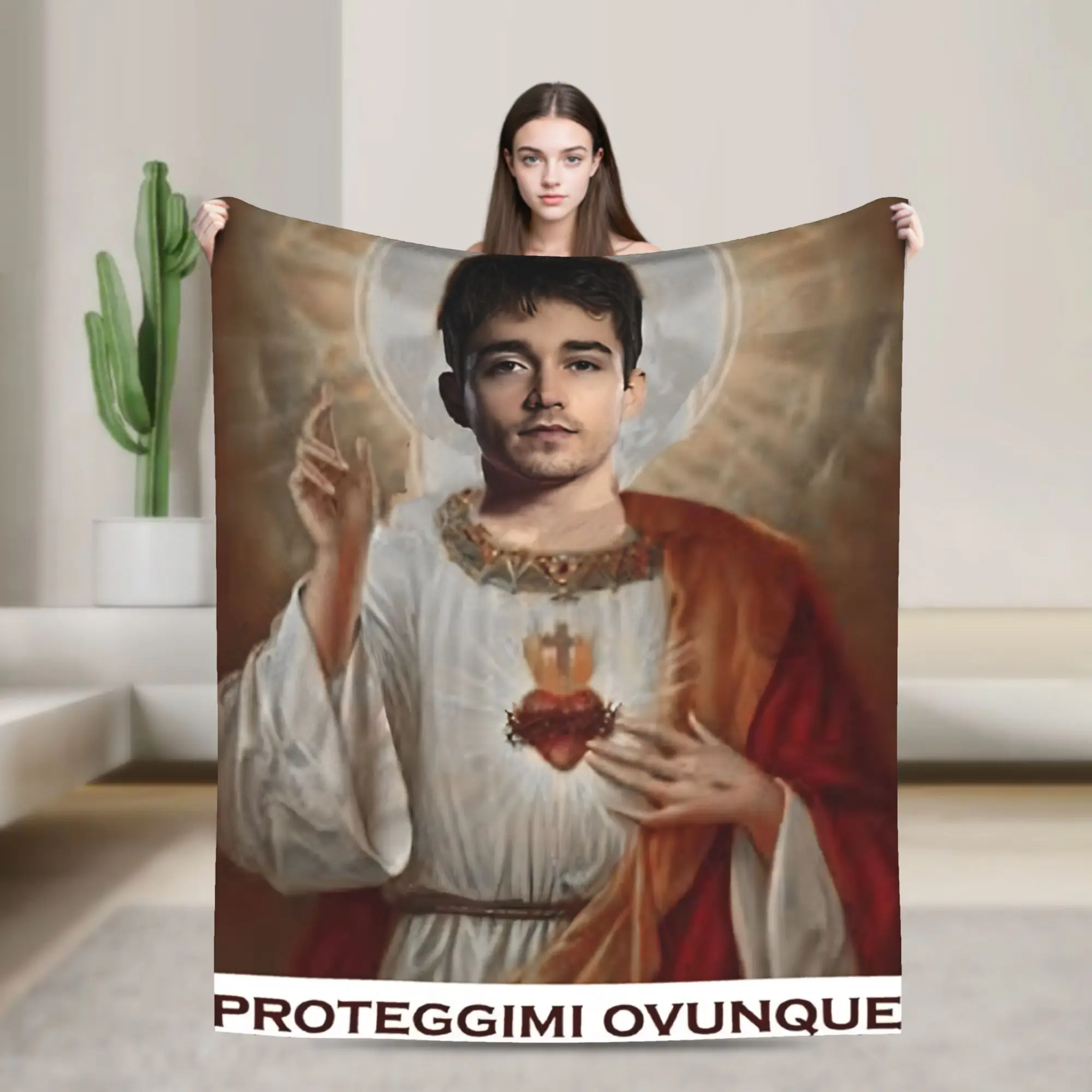 C-Charles L-Leclerc Plush Blankets  Custom Throw Blanket for  Sofa Bedding Lounge 150*125cm Quilt