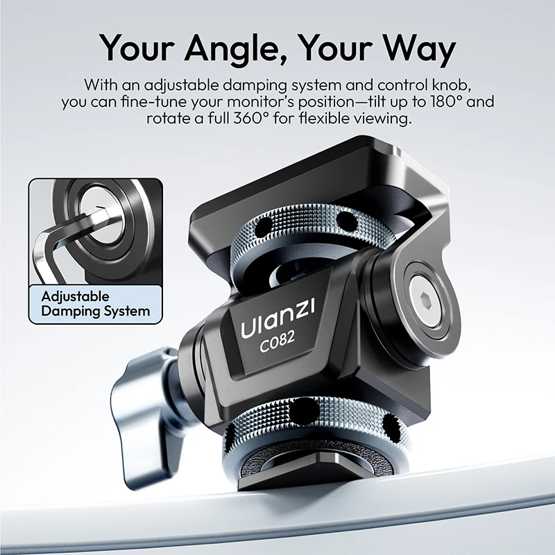 Ulanzi C082 قابل للتعديل التخميد الكرة تحميل الرأس 3 كجم للكاميرا ترايبود ملء الضوء مع الحذاء البارد جبل 1/4 ''ثقب المسمار 180 ° إمالة #5