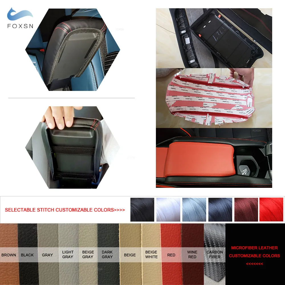 Car Interior Center Console Lid Armrest Box Cover For Skoda Octavia 2015 2016 2017 2018 Microfiber Leather Trim Accessories