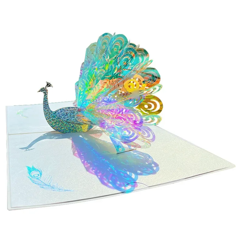 2024 3D Peacock Birthday Christmas Card Pop-up Greeting Cards Postcard Party Wedding Invitation Decorations Creative Girl Gift