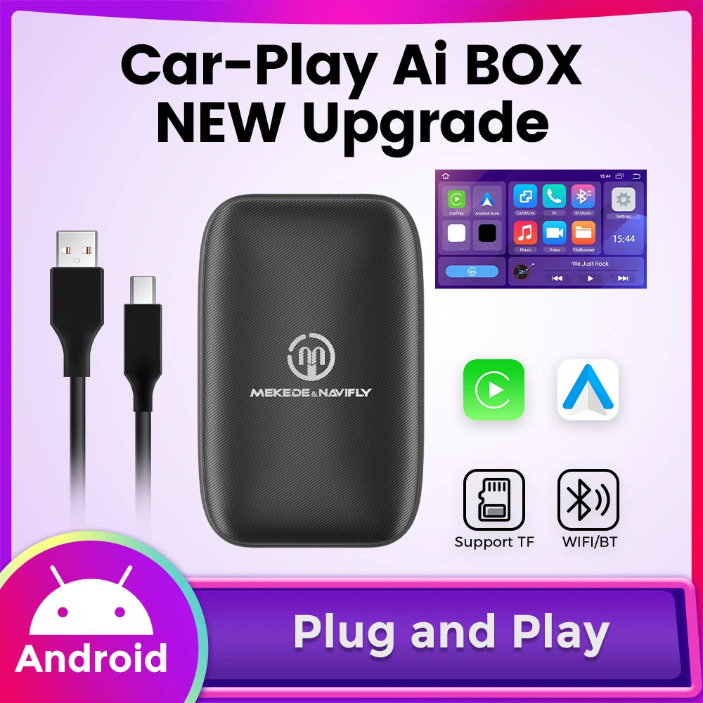 

BT5.0 GPS WIFI TF New Upgrade Car-play AI BOX Supports wired Carplay to wireless Carplay/wireless Android AUTO two in one