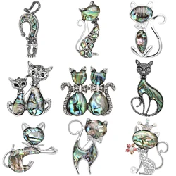 Shell Cat Brooches for Women Unisex 9 Styles Kitty Pins Office Party Friends Gift Accessories