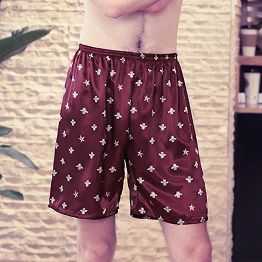 

Sexy Man Home Silk Satin Pajamas Shorts Sleep Bottoms Pyjamas Pants Sleep Bottoms Nightwear Sleepwear Half Pants Trousers