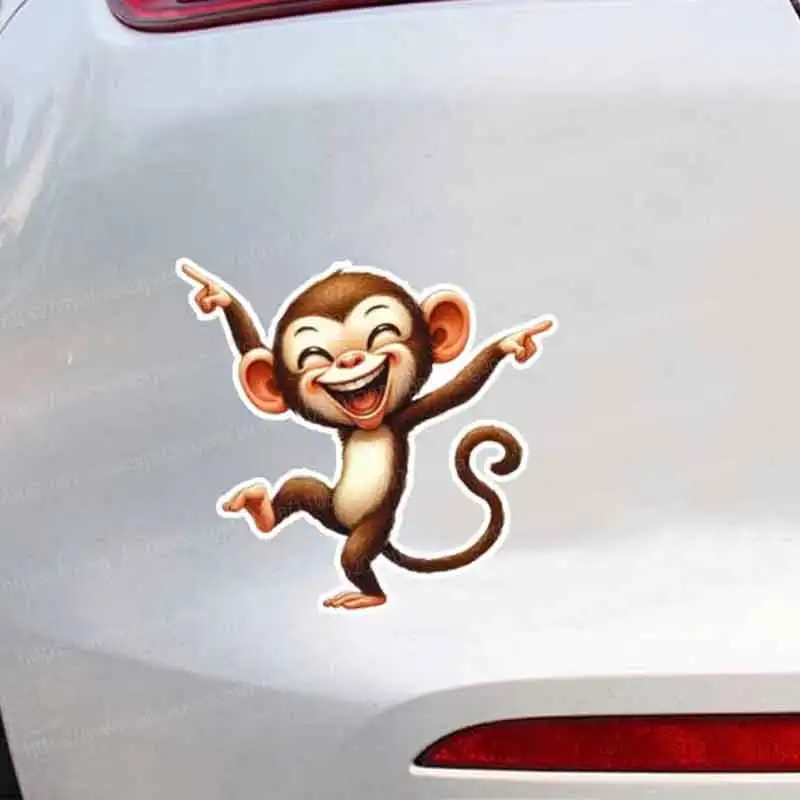 

Happy Little Monkey Animal Car Stickers Waterproof Window & Bumper Decals for Children's Room Decor HE116