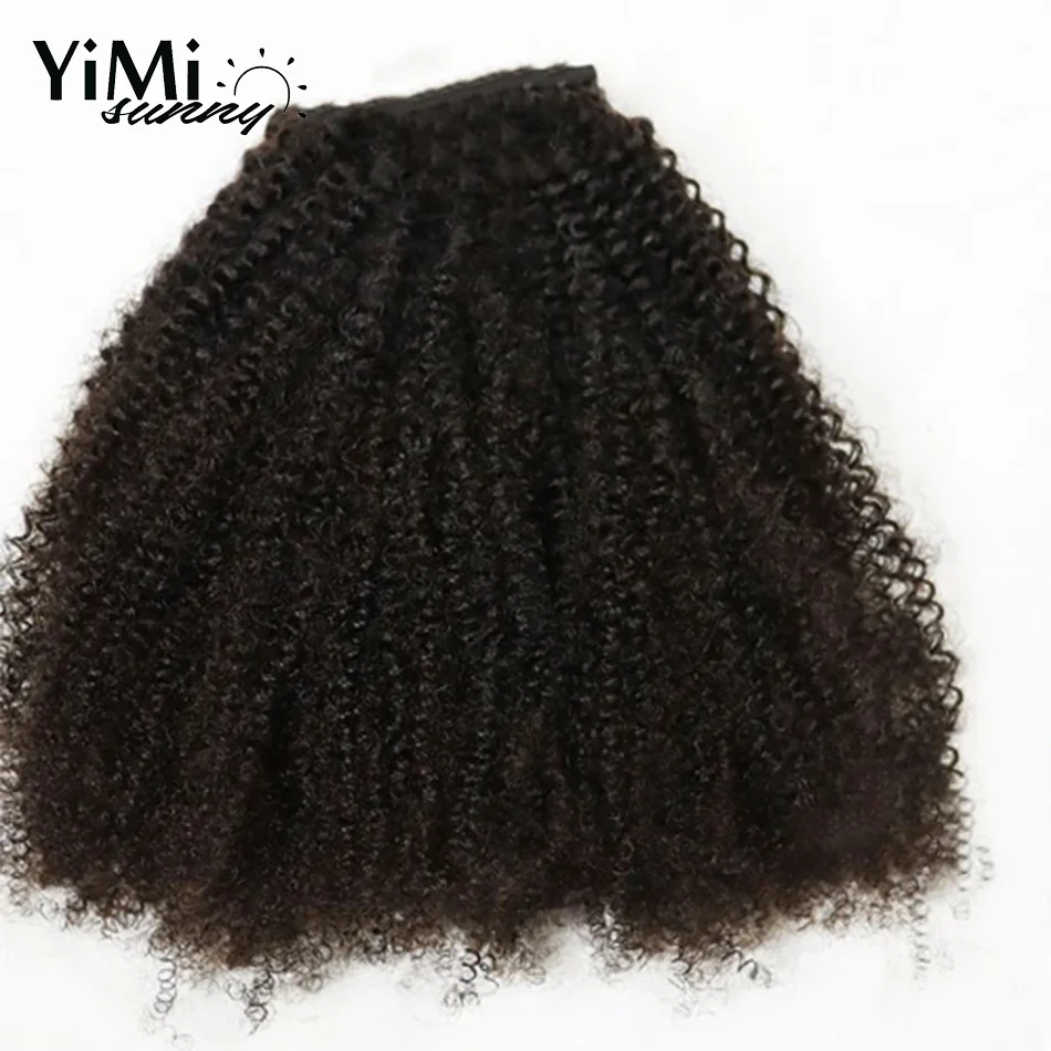 4C 4A Afro Kinky Curly Human Hair Bundles Deals Virgin Birmese Hair Extension Weft 3/4 Bundle Make Full Head For Women Yimisunny