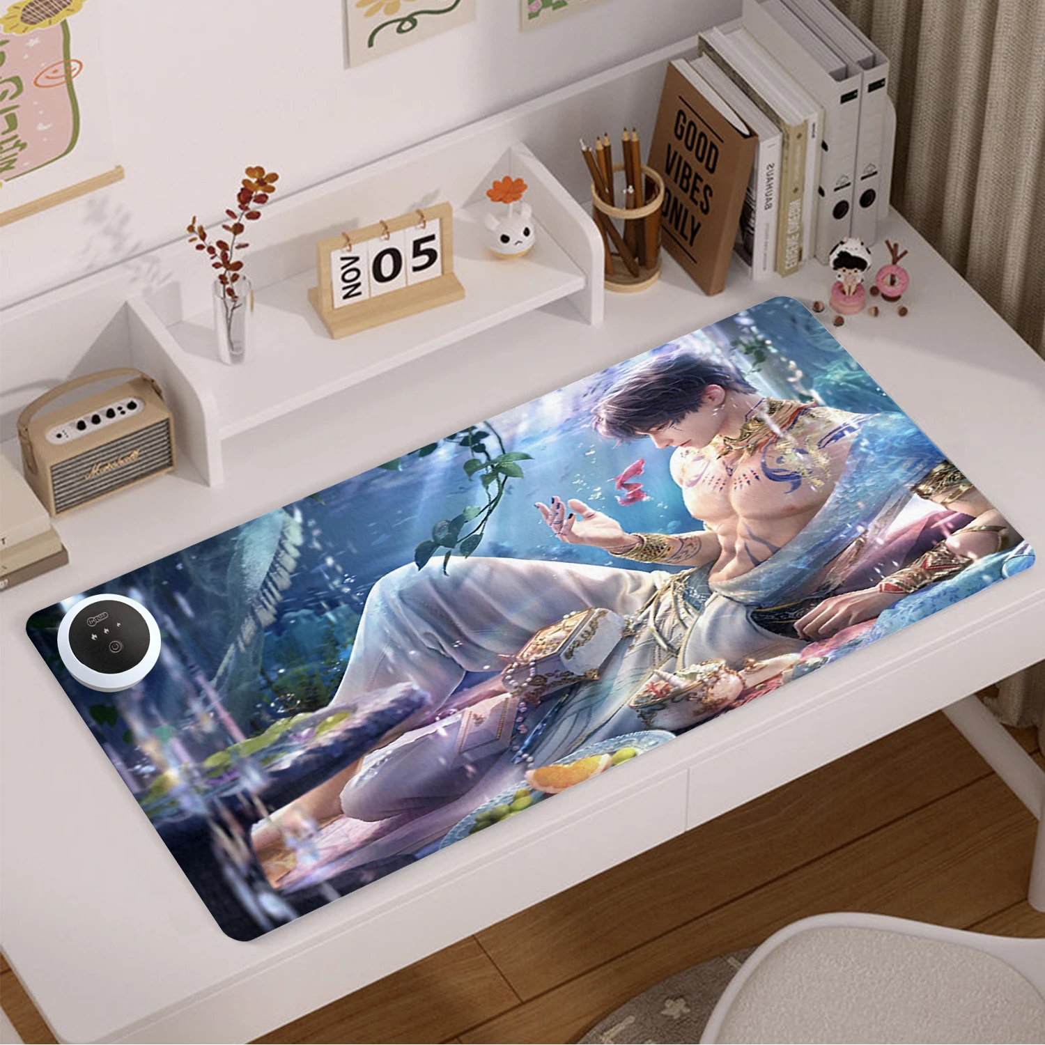 

Heated Mouse Pad Love and Deepspace Rafayel Big Mousepad Warm Hand Heating Pad PU Leather Mouse Pad Large Gaming Desk Mat