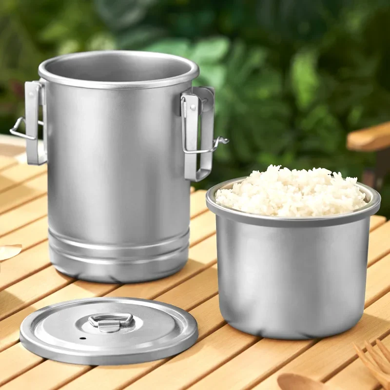 Camping Steel Cooking Pot Picnic Small Rice Cooker 2-3 Person Soup Pot