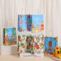 6pcs Tropical Luau Hawaii Theme Party Gifts Packing Bags Flamingo Pineapple Paper Candy Bags Summer Birthday Wedding Party Decor