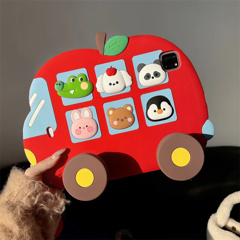 

Чехол для планшета Apple iPad 10-го, 7-го, 8-го, 9-го поколений, 10.9, Air4, 5, Pro11 2024, 360, силиконовый, красный, с рисунком мультяшного автомобиля ° Поворотный кронштейн 10.2 10.5 Mini 7 6