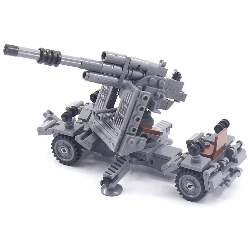 MOC 88mm Anti-Aircraft Gun Tank  War Military City Vehicle Car Building Blocks Classic Model Bricks Kits Sets Ideas