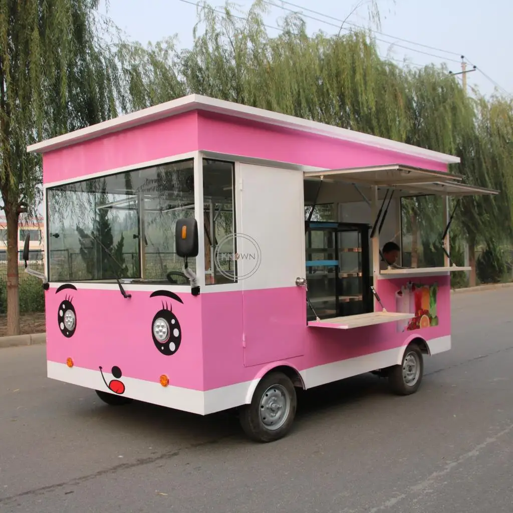 New American Standard Fast Food Truck Square Top Mobile Multifunctional Vegetables and Fruits Vending Cart