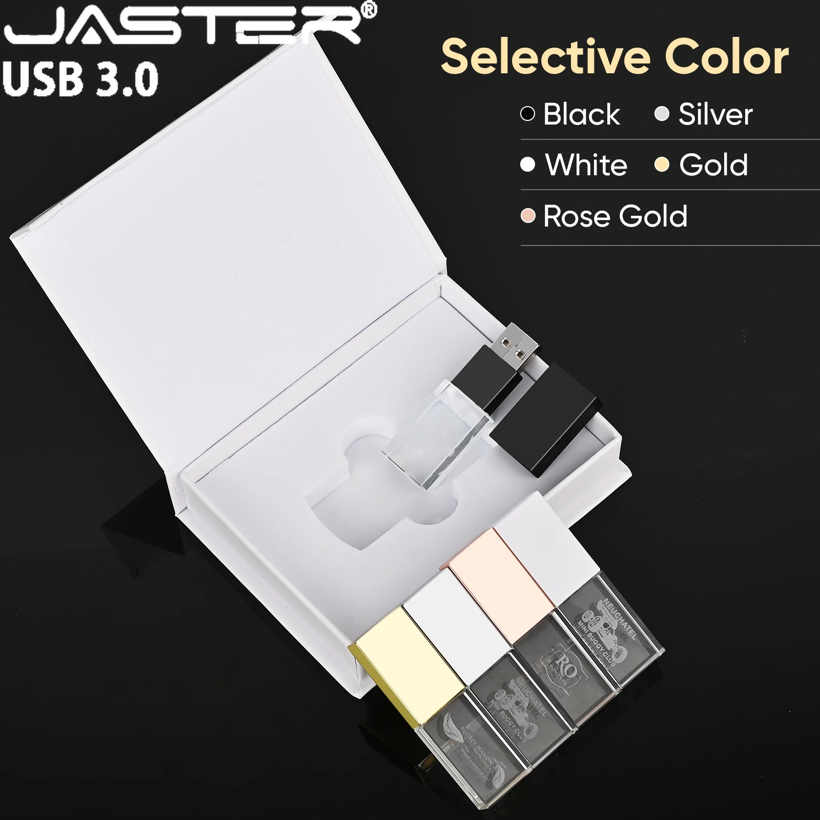 JASTER Crystal USB 3.0 Flash Drives 128GB High Speed Pen Drive 64GB Free Custom Logo 32GB Memory Stick 16GB Creative Gift U Disk