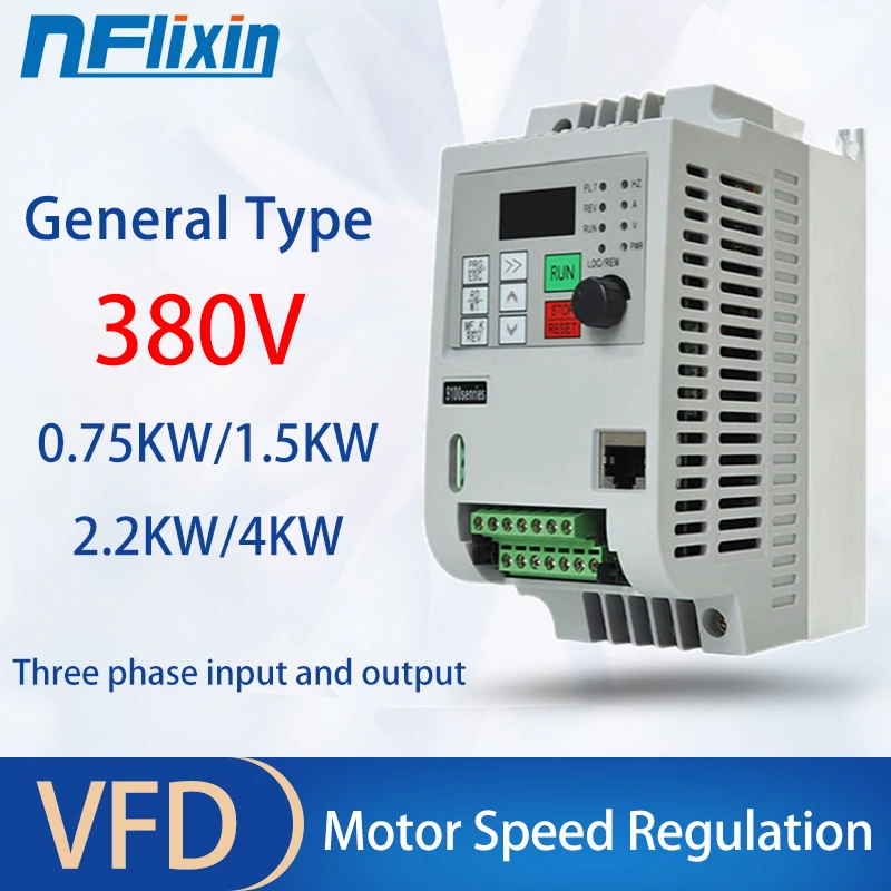 VFD Vector Frequency Converter 2.2KW 4KW 5.5KW 7.5KW 380V Three-Phase Suitable for Asynchronous Motors