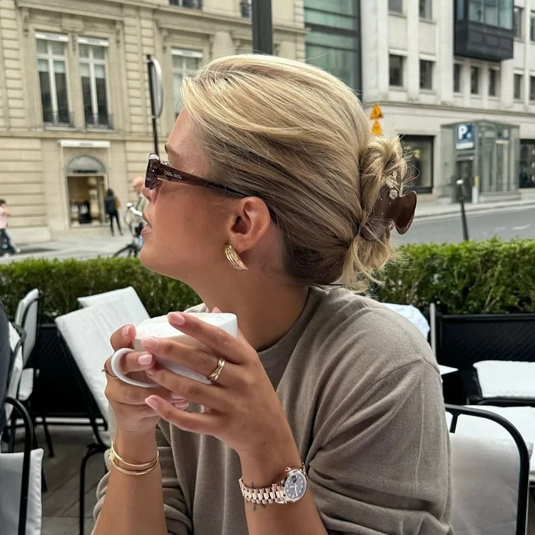 الفاخرة كريستال زهرة براون مشبك شعر كليب للنساء الفتيات متوسطة الحجم الاكريليك مشبك شعر خمر إكسسوارات الشعر الخريف الشتاء