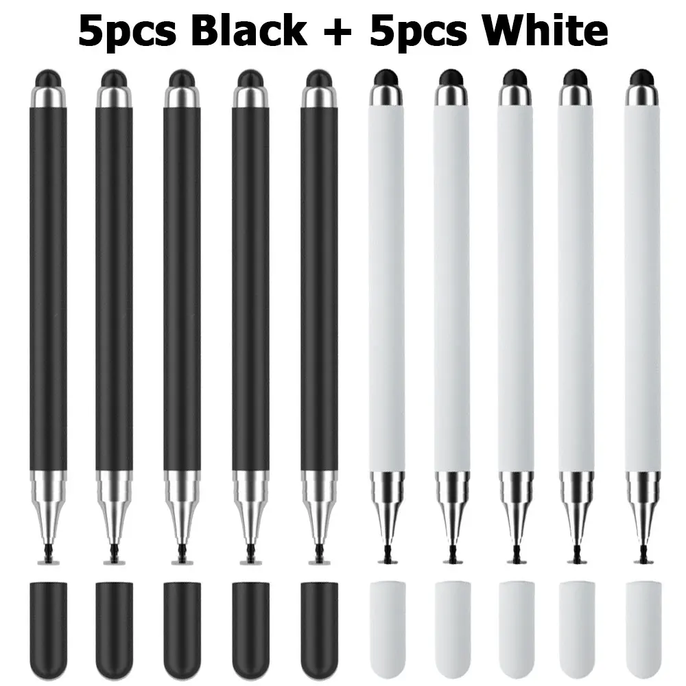 10Pcs Touch Pencil 2 in 1 Universal Stylus Pen for Tablet Laptop IPad IPhone Drawing Screen Tablet Pen for Huawei Samsung Phone
