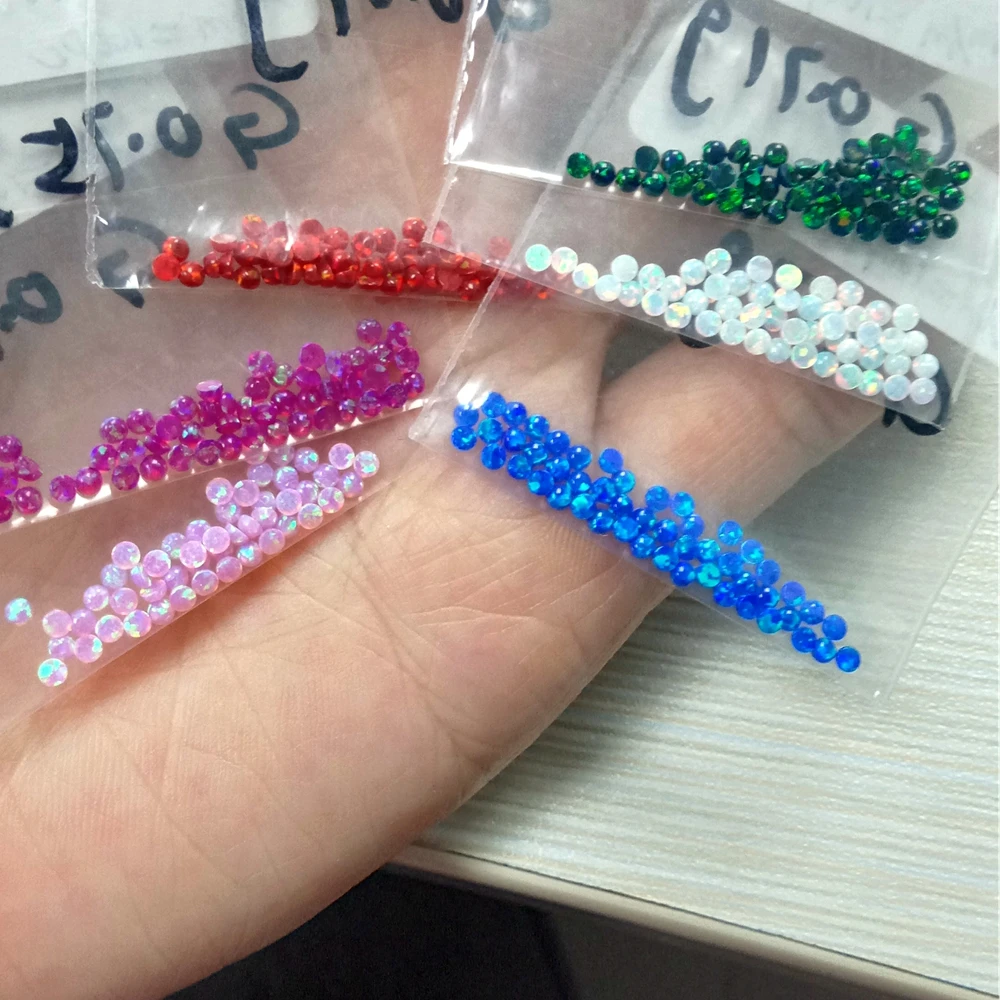 

(10Pcs/50Pcs/Lot) 2MM Six Colors Flat Bottom Round Cabochon Shape Synthetic Opal Gems For Jewelry Casting