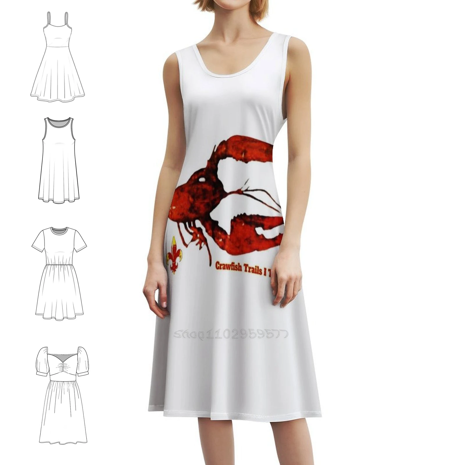 جراد البحر مسارات I السفر تصميم المرأة الشارع الشهير فستان الحفلات العصرية طباعة نادي الملابس للإناث جراد البحر تصاميم #1