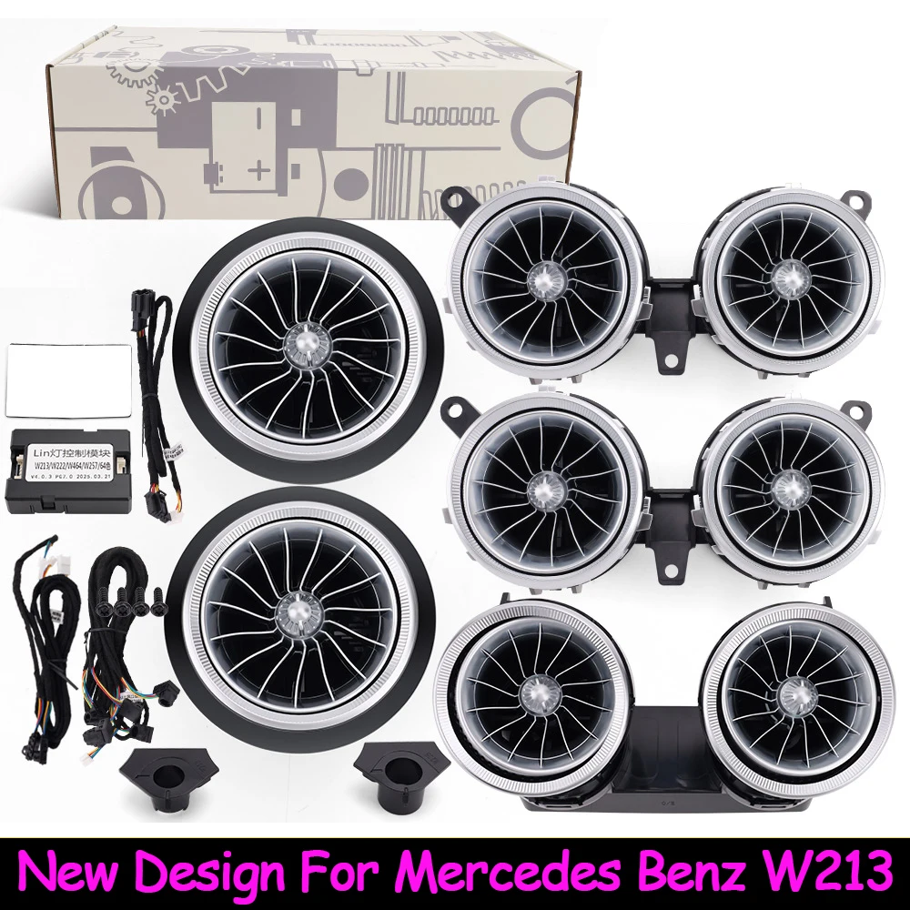 

New Design For Mercedes Benz E-Class W213 64 Colors Led Turbine Nozzle Ambient Light Air Vent Decorative Lamp Similar EQS Style