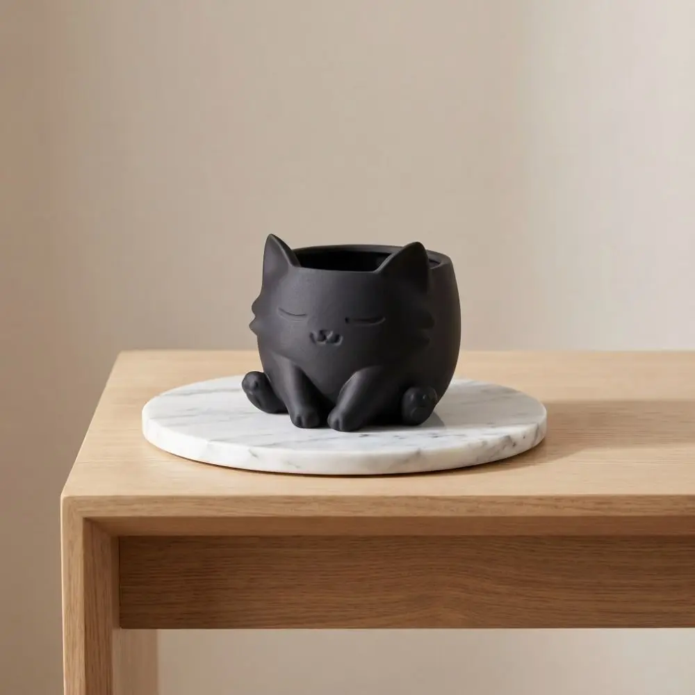 Table Organizer 3d Printed Cat Shaped Flower Pot Ornaments Lovely Plant Container Home Decor Desk Storage Mini Flowerpot Table