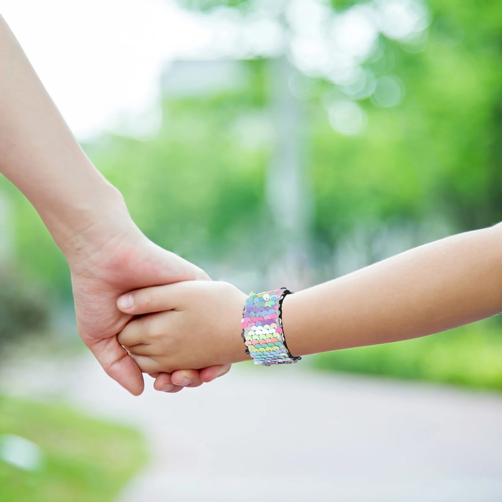 

2Pcs Slap Bracelets Holographic Sequin Sparkle Wristband for Soft Comfortable Party Favors Easter Birthday