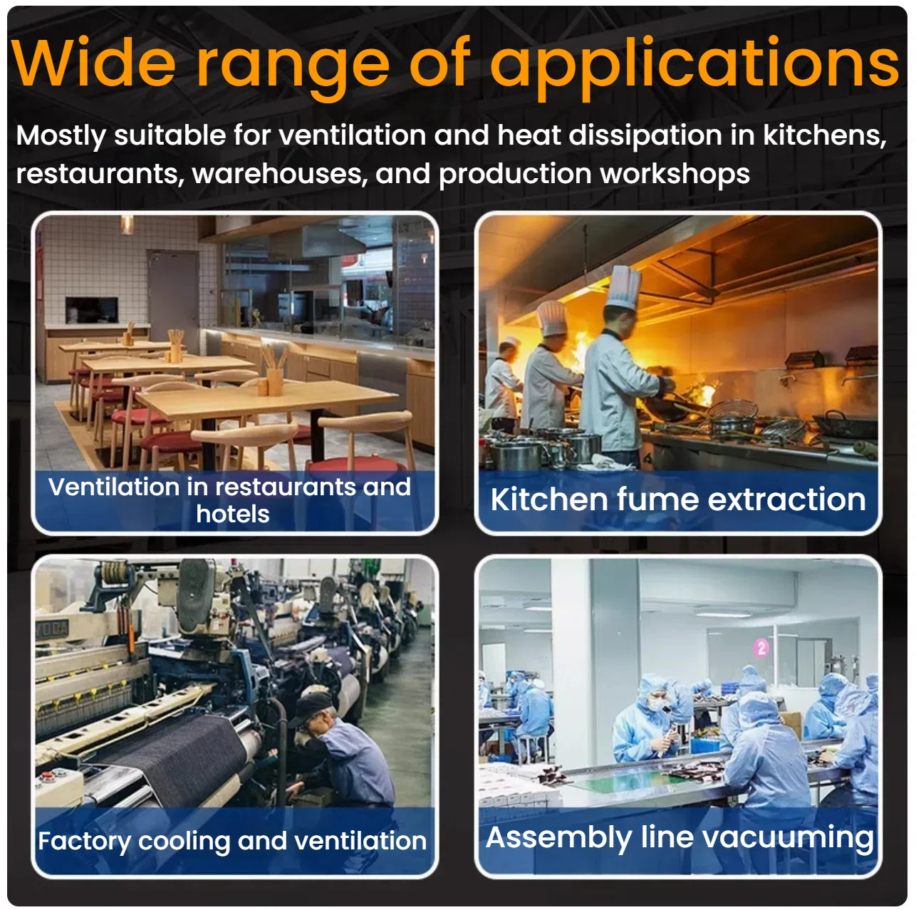مروحة معدنية تجارية احترافية، مضخة تحمل محرك فولاذي، مقاومة لدرجات الحرارة العالية، مروحة عادم صناعية #6