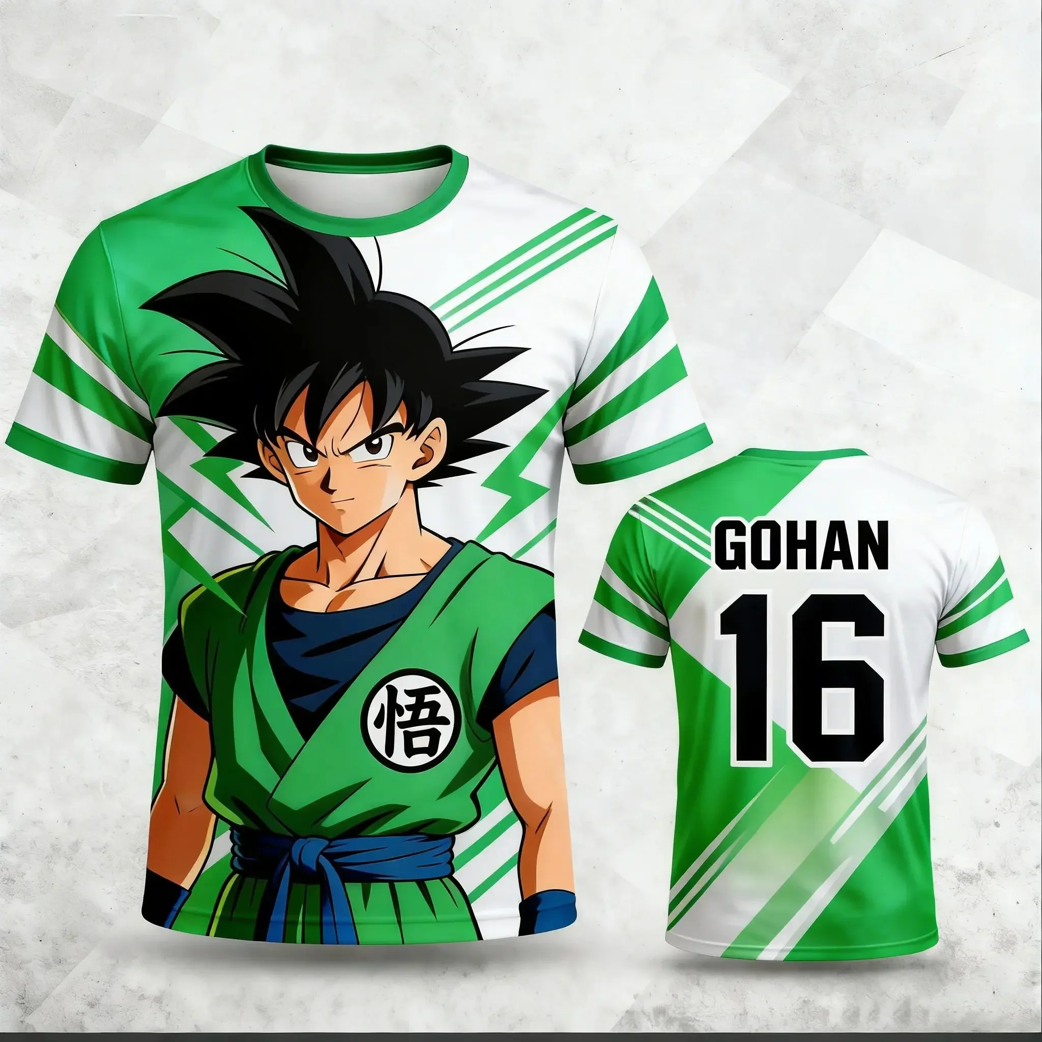 2026 Fashion Adult New Series Men's Dragon Ball Pattern 3D Printed Anime Style Children's Football Special Sports T-shirt