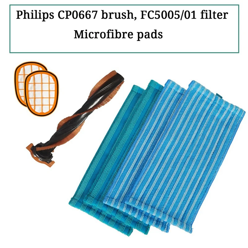 A84G Replacement Roller Brush HEPA Filter Mop Cloth Set for SpeedPro Max Aqua FC6904 XC8349, Vacuum Cleaner Parts