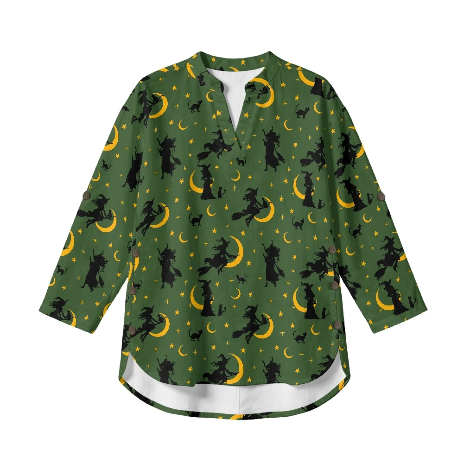 INSTANTARTS Women's Linen V-Neck Shirt Women's T-Shirts and Polos Cheap Clothes Traf  2026 Femme Roupas Feminina Soft Halloween
