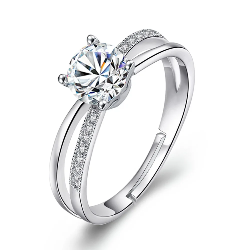 925 Sterling Silver Ring Love Surround Zircon Ring For Women Engagement Jewelry Gift