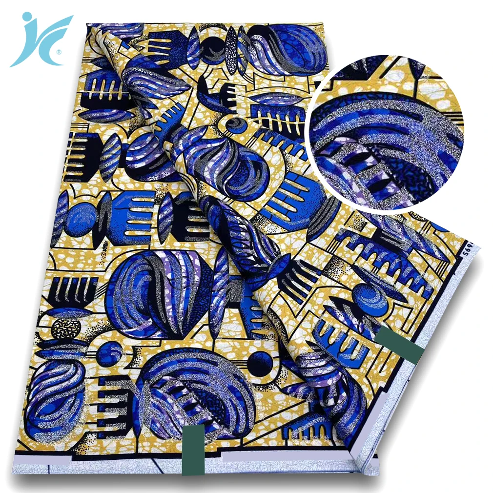 

Glitter African Grand Super Batik Soft Real African Prints Sprinkle Golden Fabric Flash Gold Print Fabric Ankara Wax Fabric