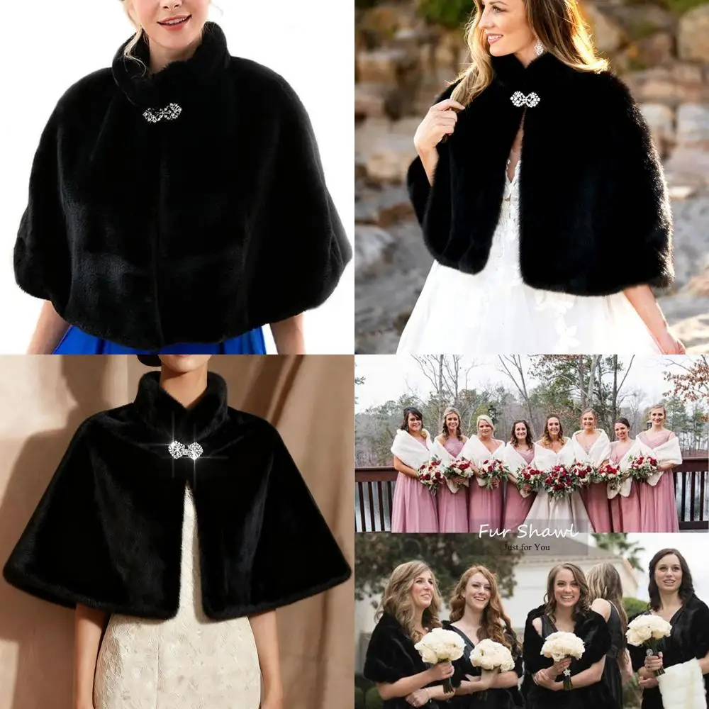

Шаль и накидка из искусственного меха для женщин — свадебный палантин и плечима, идеально подходит для невест и подружек невесты зимой