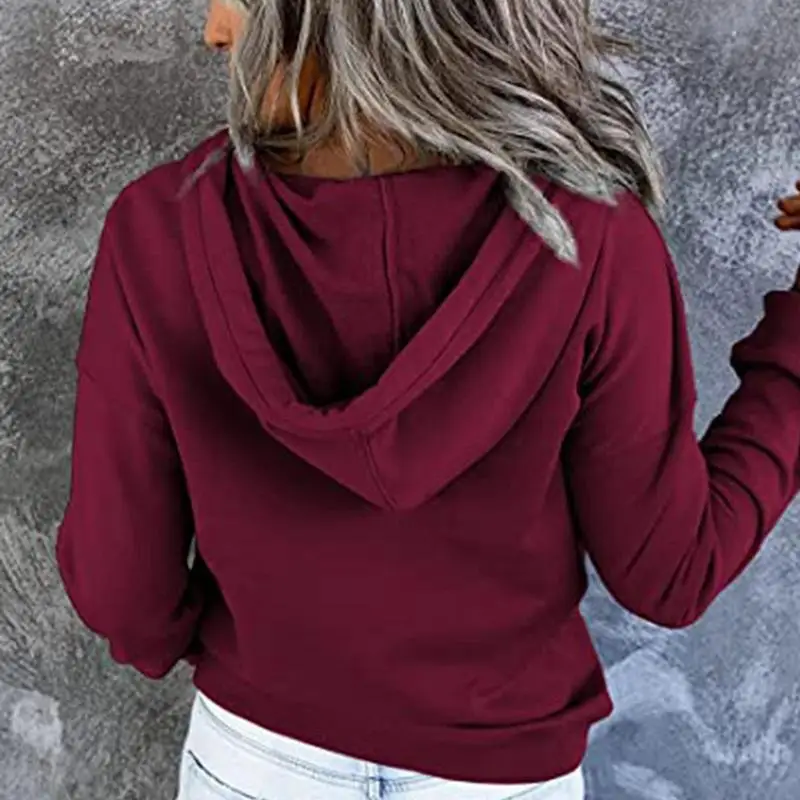 Womens Hoodies Long Sleeve Jumper Long Sleeve Button Down Hooded Top with Pocket Soft and Casual Pullover Jumper Tops Sweatshirt