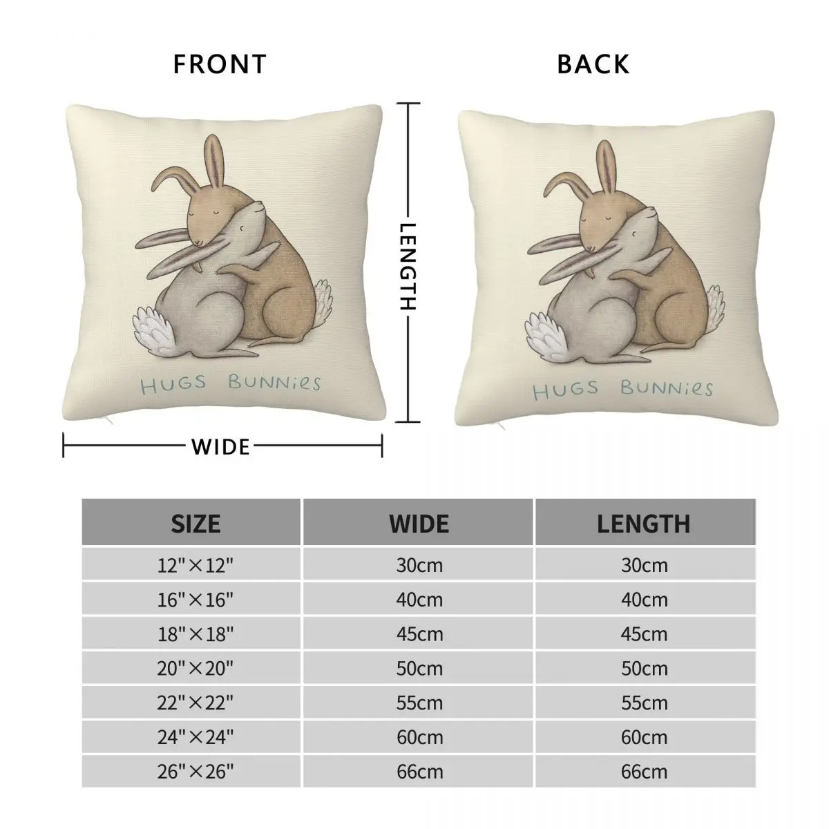 Hugs Bunnies Pillowcase Polyester Linen Velvet Creative Zip Decorative Throw Pillow Case Sofa Cushion Cover