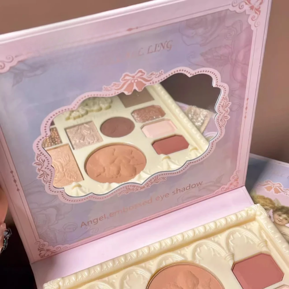 Sollievo Angelo Ombretto Tavolozza di ombretti opachi Paillettes lucide Ombretto Glitter Evidenziatore Viso Blush Palette Cosmetici per il trucco
