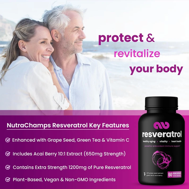 Resveratrol supplement 1400mg, pure plant capsules with trans resveratrol, Brazil berry and grape seed extracts