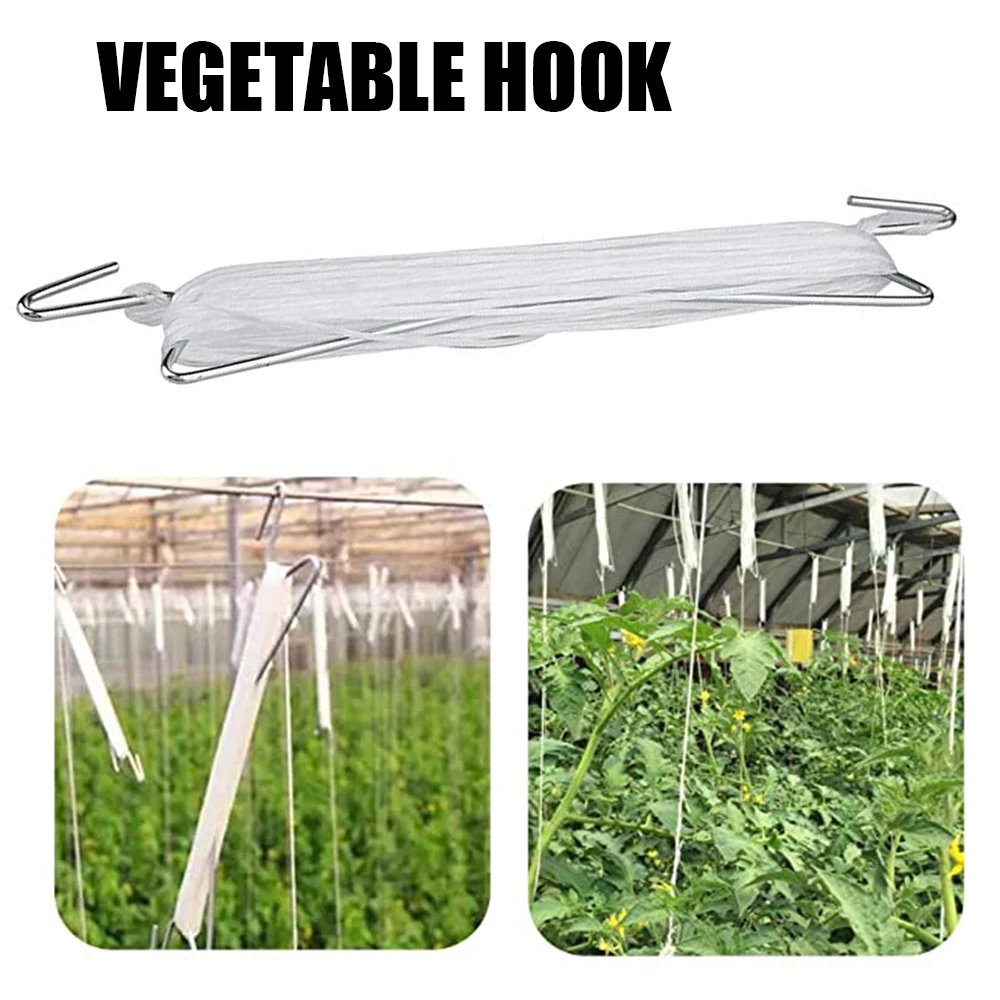 10 Pcs Planting Tomato Hooks Twine Roller Greenhouse Vegetable Support Clips with 10m Rope Iron for Tomato Cucumber Cherry