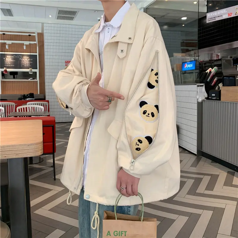 

Spring and Autumn American Style Baseball Uniform Tide Brand Little Bear Coat Korean Version Bomber Jacket Hong KongStyle Lovers