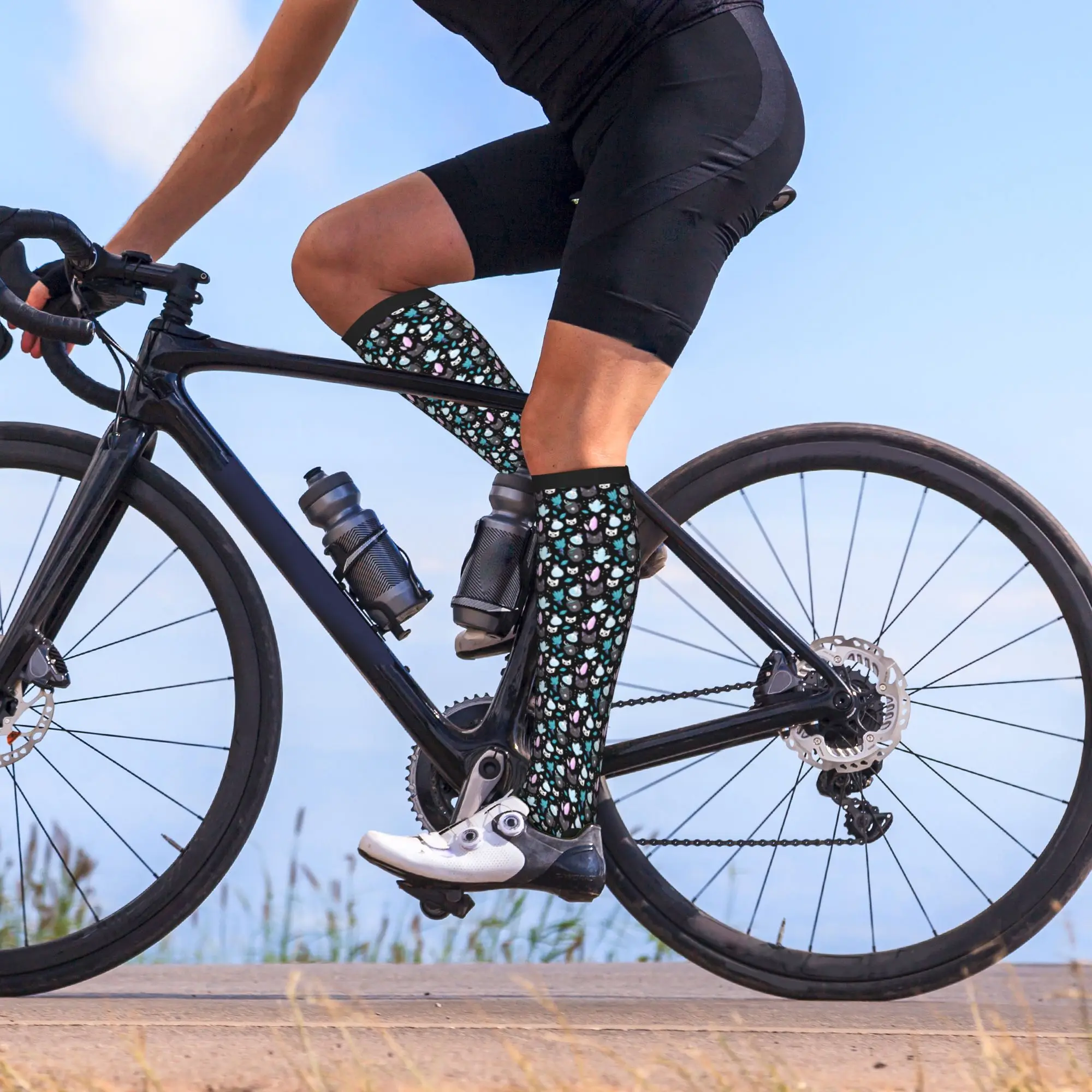 Kawaii Men's Gothic Halloween Witch Cat Skull Dress Socks Unisex Warm Comfortable 3D Printed  Sports Compression Socks view 6