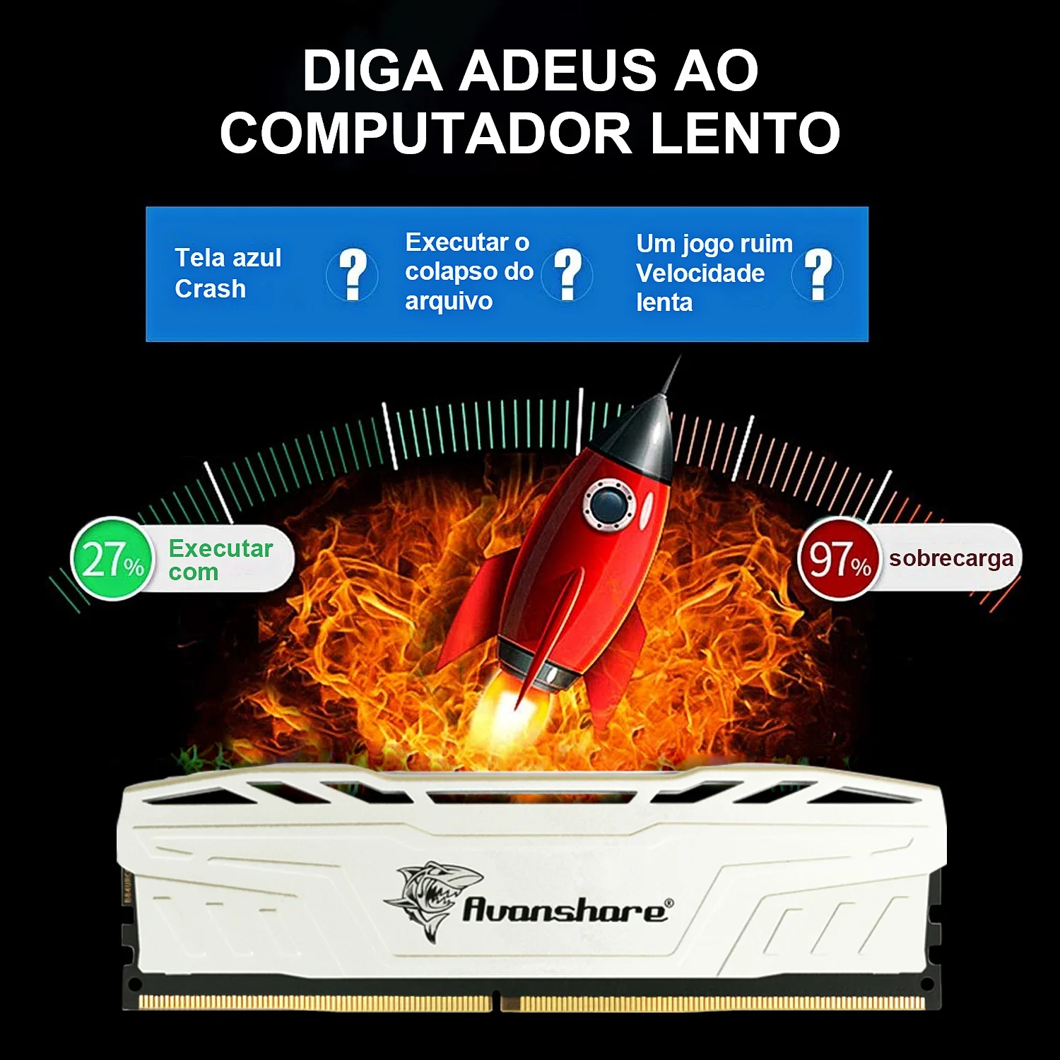 Imagem -04 - Avanshare Nova Memoria Ram Ddr4 32gb16gb 8gb 3200mhz 2666mhz 2400mhz pc Dissipador de Calor Memória Dimm Ram para Intel Amd Todas as Placas-mãe